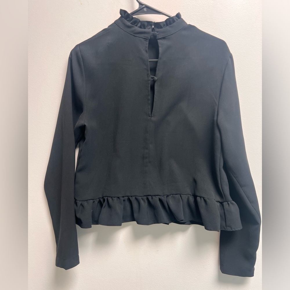 CODE X MODE Women’s Black Long Sleeve Ruffle Crop Top - Size XS - Picture 5 of 10